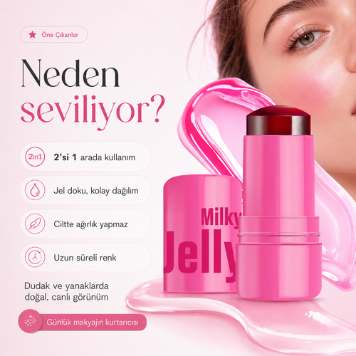 Milky Jelly Doğal Görünüm Dudak ve Yanak Renklendirici Allık