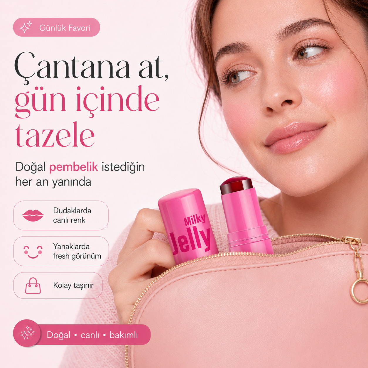 Milky Jelly Doğal Görünüm Dudak ve Yanak Renklendirici Allık